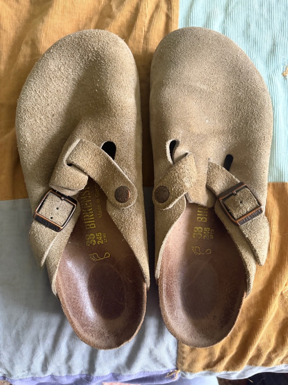 Birkenstock Suede Clogs in Tan